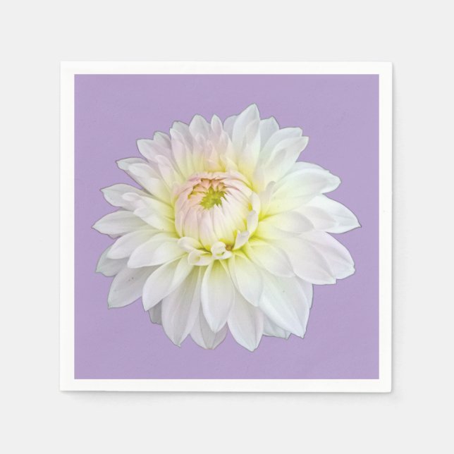 Serviette En Papier Fleur blanche et jaune (Devant)