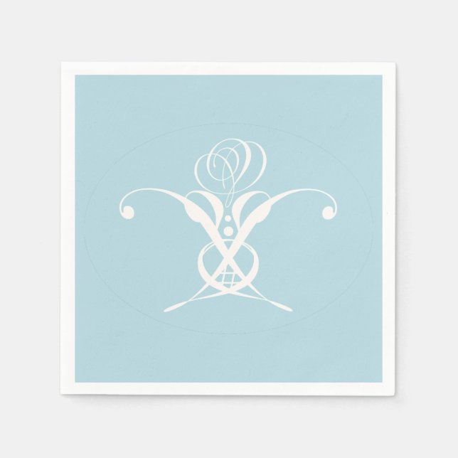 Serviette En Papier Fleur blanche Pastel Bleu Pâques (Devant)