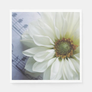 Serviette En Papier Fleur blanche sur musique