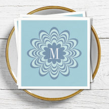Fleur Bleue Abstraite Monogramme Initial Personnal