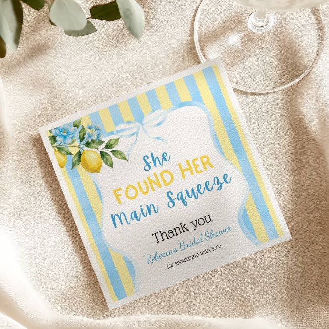 Serviette En Papier Fleur Bleue Rayure Mariage Principal Douche (Créateur téléchargé)