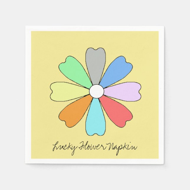 Serviette en papier fleur chanceuse funky et migno (Devant)