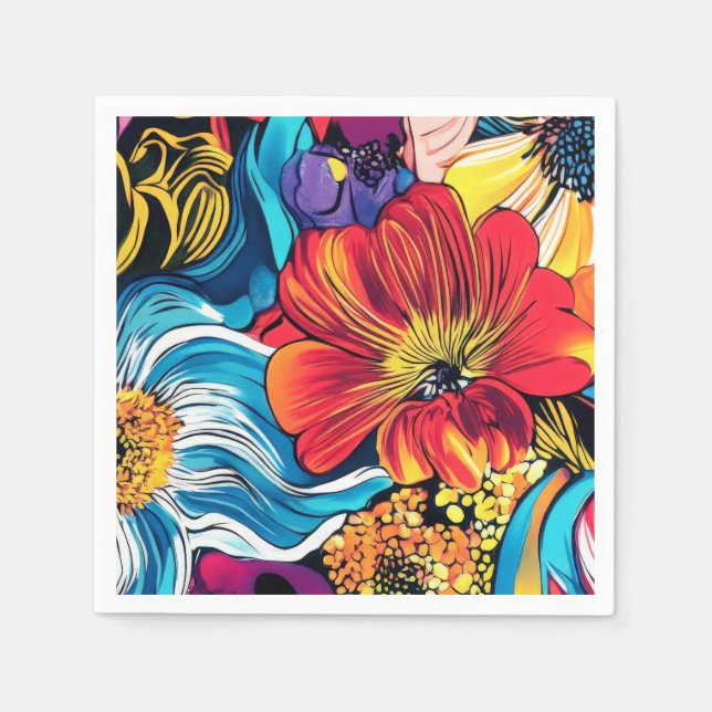 Serviette En Papier Fleur Colorée (Devant)