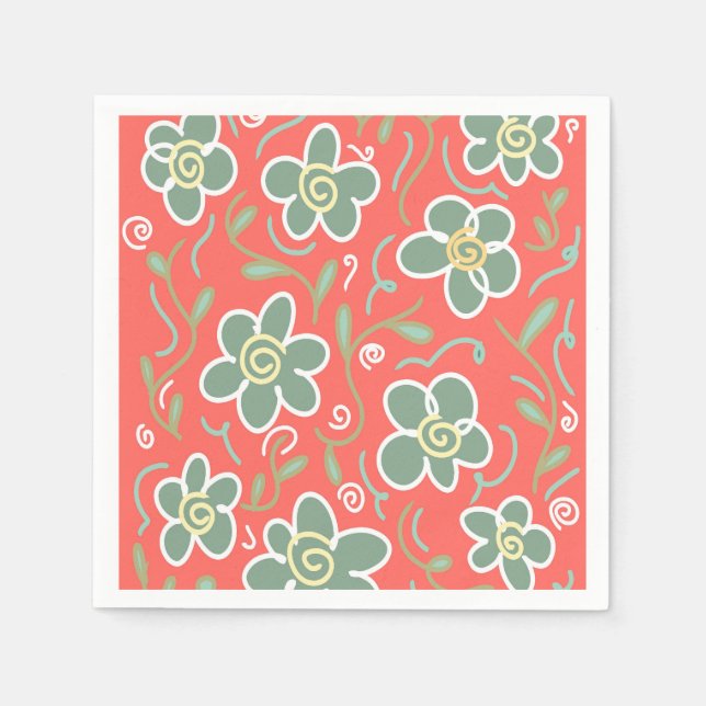 Serviette En Papier Fleur colorée (Devant)