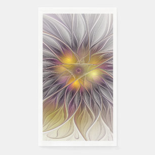 Serviette En Papier Fleur colorée lumineuse, fractale moderne abstrait