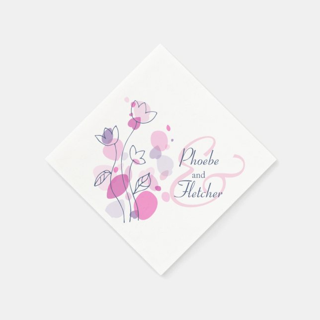 Serviette En Papier Fleur confetti moderne nom date mariage serviettes (Coin)