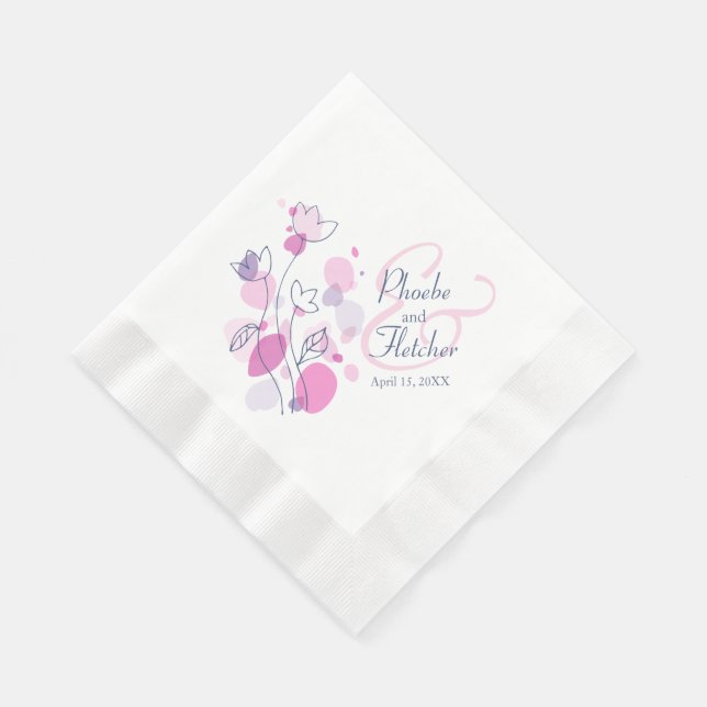 Serviette En Papier Fleur confetti moderne nom date mariage serviettes (Coin)
