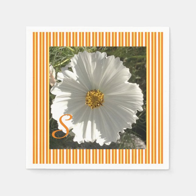 Serviette En Papier Fleur Cosmos Blanc (Devant)