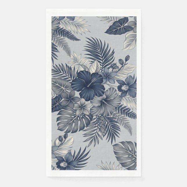 Serviette En Papier Fleur d'Aloha Bloom Bleu & Gris (Devant)