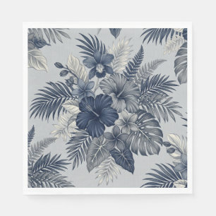 Serviette En Papier Fleur d'Aloha Bloom Bleu & Gris