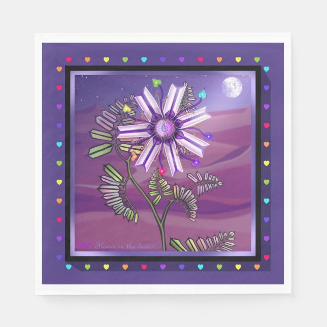 Serviette En Papier Fleur dans les serviettes du désert (Devant)