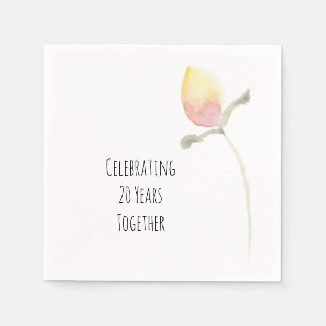 Serviette En Papier Fleur d'aquarelle jaune citron (Devant)