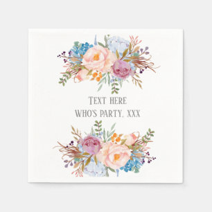 Serviette En Papier Fleur d'aquarelle romantique, florale bohème