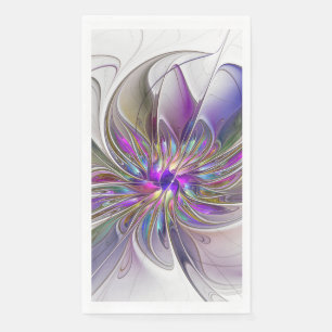 Serviette En Papier Fleur d'art fractal abstrait énergique et coloré
