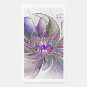 Serviette En Papier Fleur d'art fractal abstrait énergique et coloré
