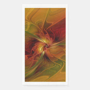 Serviette En Papier Fleur d'art fractal abstrait rouge orange marron v