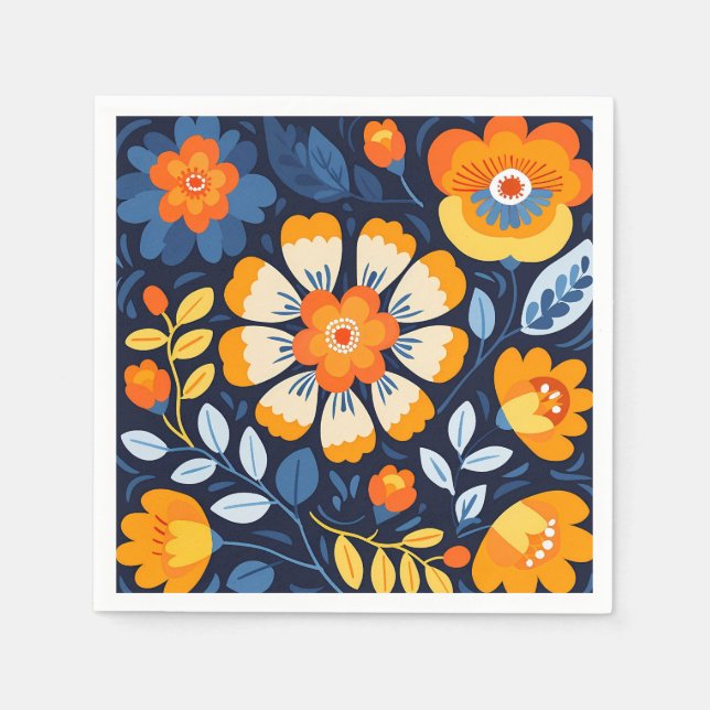 Serviette En Papier Fleur d'art populaire en gras (Devant)