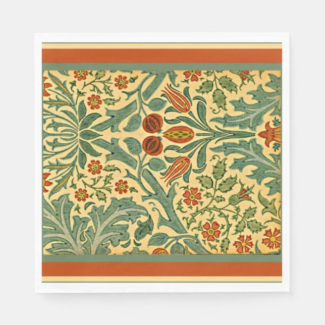 Serviette En Papier Fleur d'automne, célèbre William Morris motif, (Devant)