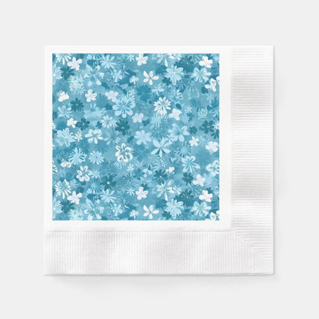 Serviette En Papier Fleur de Brise Océanique Turquoise Botanique (Devant)