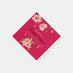 Serviette En Papier Fleur de cerisier Fleur de couleur verte rose