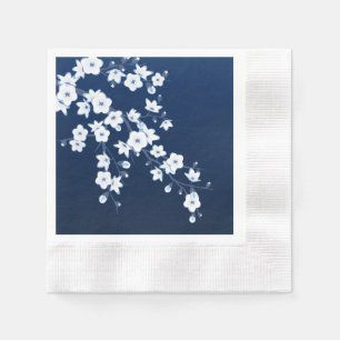 Serviette En Papier Fleur de cerisier navale bleu blanc