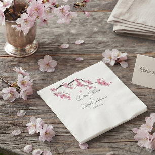 Serviette En Papier Fleur de cerisier rose aquarelle printemps été