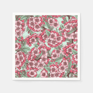 Serviette En Papier Fleur de cerisier rose et menthe