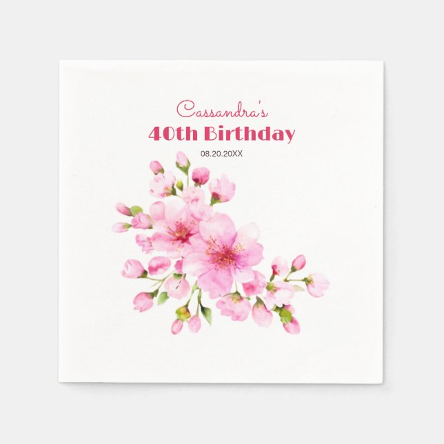 Serviette En Papier Fleur de cerisier rose rustique Sakura Fête d'anni (Devant)