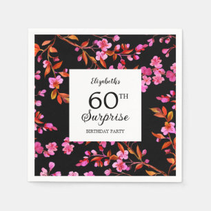 Serviette En Papier Fleur de cerisier Surprise Noir Anniversaire