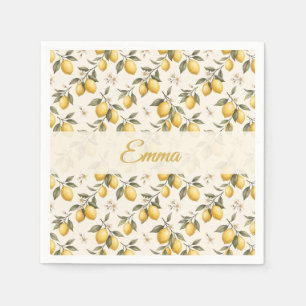 Serviette En Papier Fleur de citron vintage – Citron botanique élégant