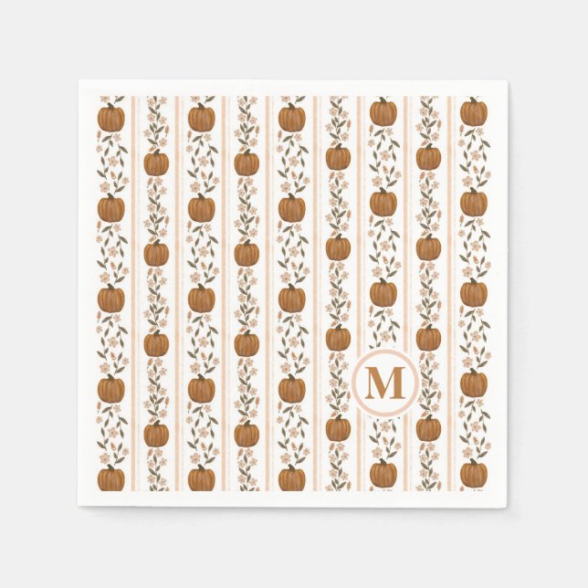 Serviette En Papier Fleur de Citrouille Thanksgiving (Devant)