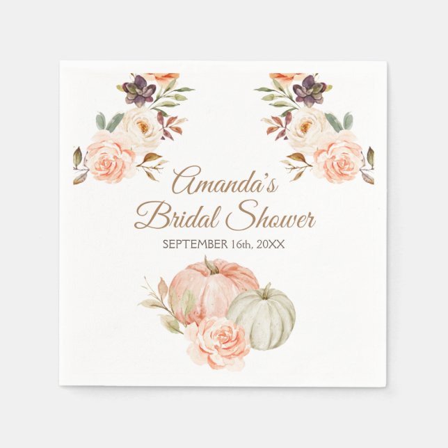 Serviette En Papier Fleur de citrouille verte de pêche d'automne rusti (Devant)