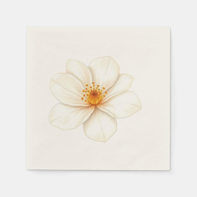 Serviette En Papier Fleur de couleur blanche  (Devant)