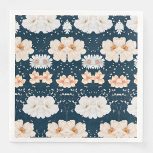 Serviette En Papier Fleur de couleur claire avec fond d'océan sombre