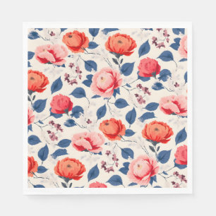 Serviette En Papier Fleur de Crimson et de Corail