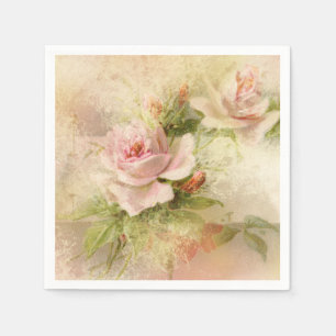 Serviette En Papier Fleur de cru de rose rose