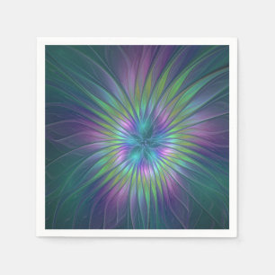 Serviette En Papier Fleur de fantaisie abstraite fractale colorée et b