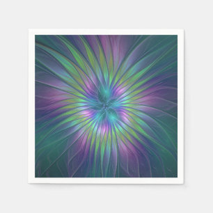 Serviette En Papier Fleur de fantaisie colorée et brillante, art fract