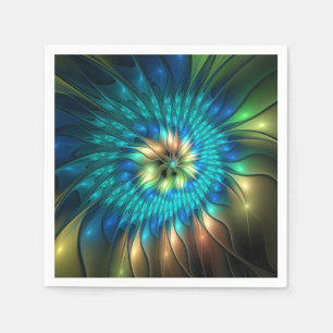 Serviette En Papier Fleur de fantaisie lumineuse, fractale abstraite c