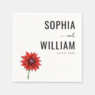 Serviette En Papier Fleur de gérbera rouge élégante