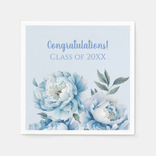 Serviette En Papier Fleur de graduation bleu clair