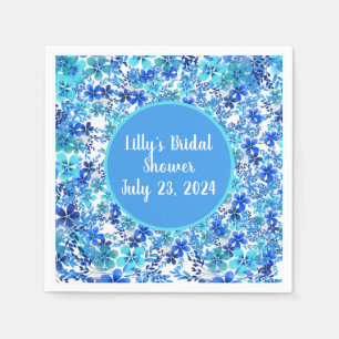 Serviette En Papier Fleur de jardin personnalisée bleu royal et turquo