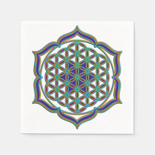 Serviette En Papier Fleur de la vie / Blume des Lebens - Lotus Contour