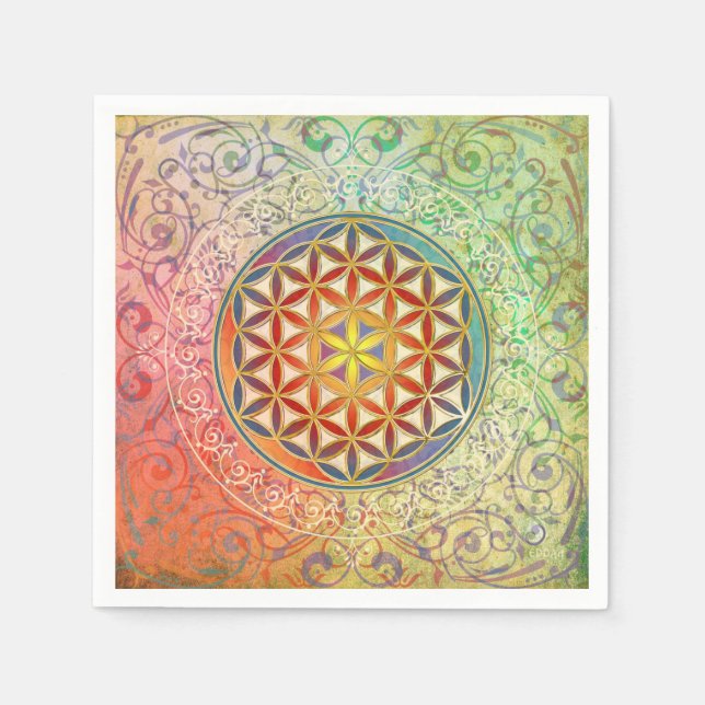 Serviette En Papier Fleur de la vie / Blume des Lebens - Ornement I (Devant)