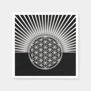 Serviette En Papier Fleur de la vie / Blume des Lebens - Rayons blancs