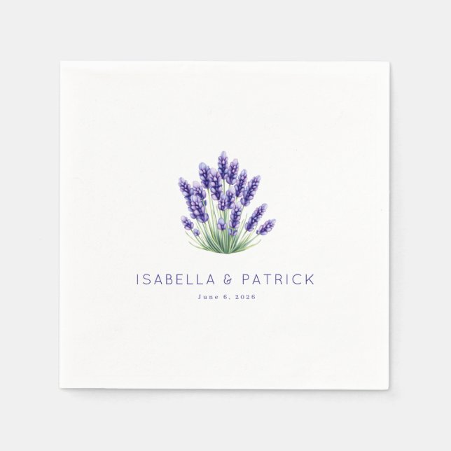 Serviette En Papier Fleur de Lavande Pourpre Sérénité (Devant)