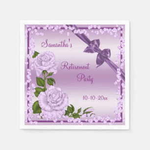 Serviette En Papier Fleur de lilas, noeuds et diamants Retraite