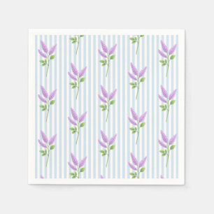 Serviette En Papier Fleur de lilas violet mariage personnalisé rayure