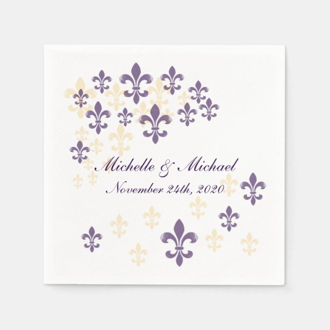 Serviette En Papier Fleur de Lis Cascade Cocktail Napkins (Devant)