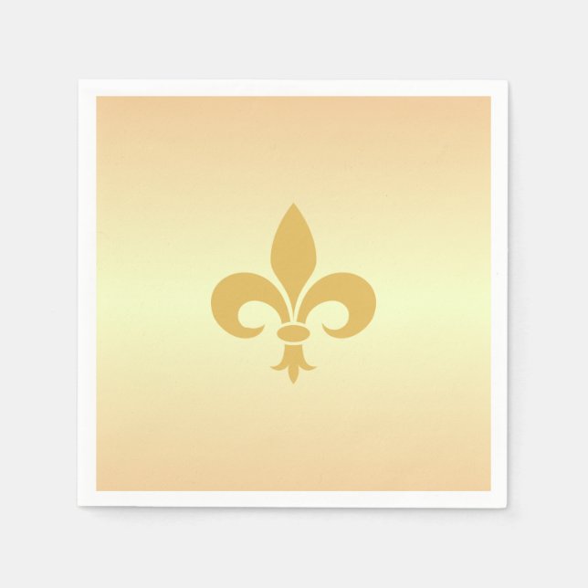 Serviette En Papier Fleur-de-Lis dorée sur dégradé doré (Devant)